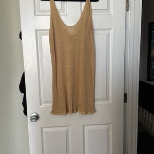 Free People Tan Ribbed Sleeveless Swim Coverup